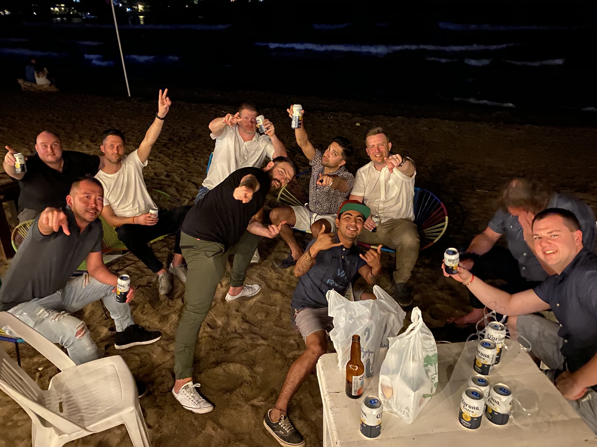 Apex Wireless stagg on the beach having a good time